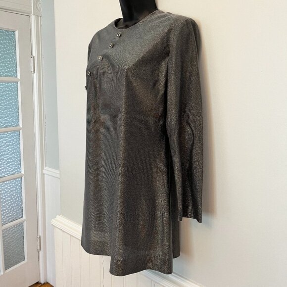 Vintage 70s Silver Metallic Mini Dress, Size Small - Picture 5 of 13